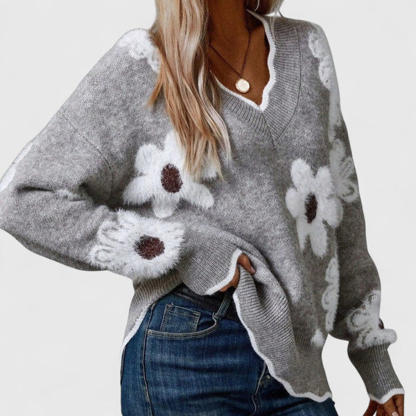 Ζηνοβία - Εκλεπτυσμένο πλεκτό με λουλουδάτο σχέδιο και θηλυκή γραμμή