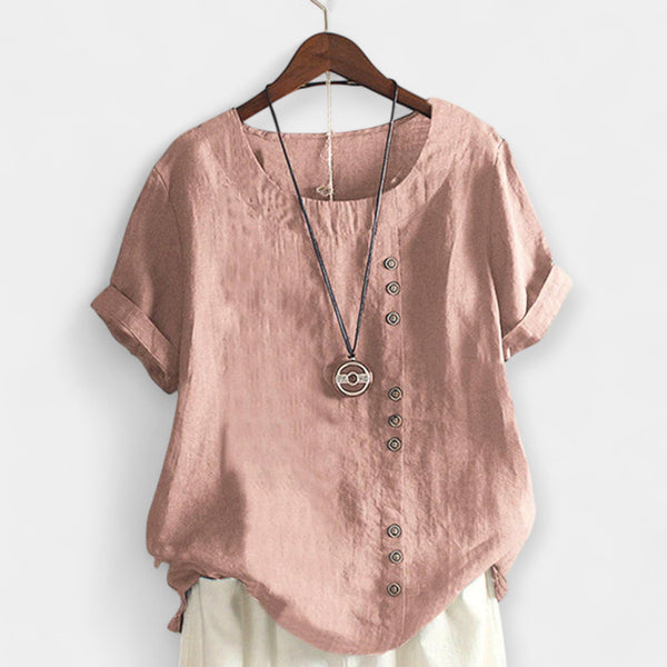 Κοντομάνικη Μπλούζα με Κουμπιά