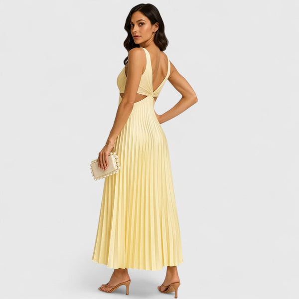 Ίριδα - Φόρεμα μίντι πλισέ με εκλεπτυσμένη φινέτσα και άνετη γραμμή