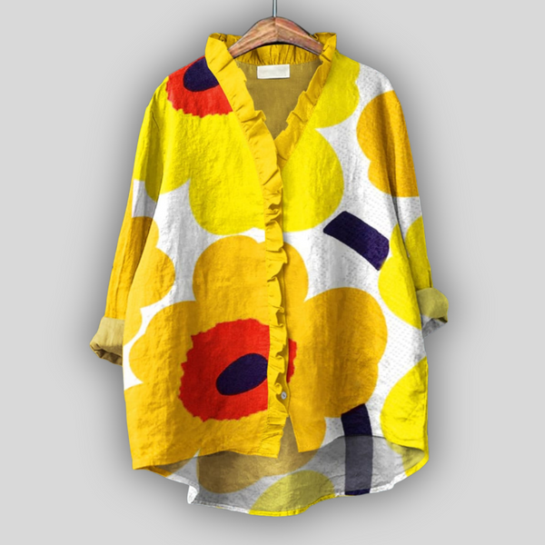 Λουλουδάτη Λινή Μπλούζα