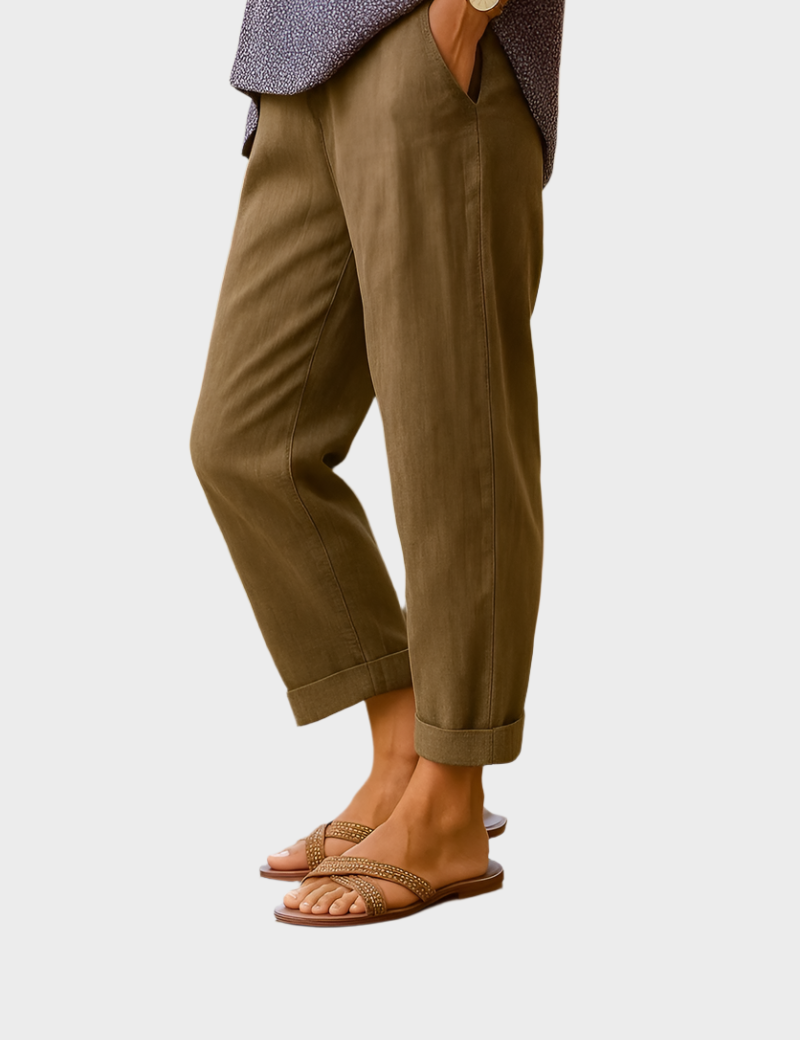 Καλοκαιρινό Παντελόνι από Λινό και Βαμβάκι