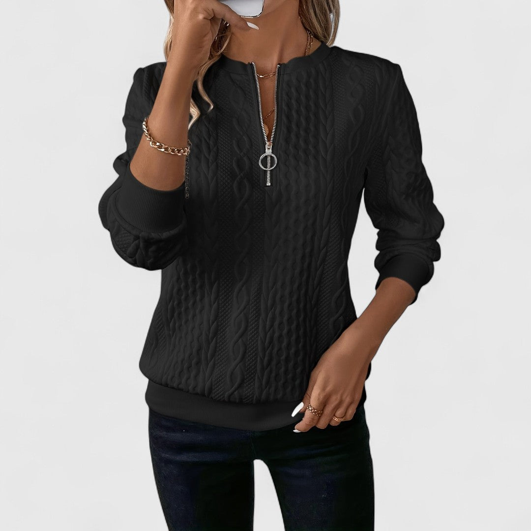 Παγώνα - Γυναικεία ζακέτα με φερμουάρ και πλέξη καλωδίου για κομψή άνεση