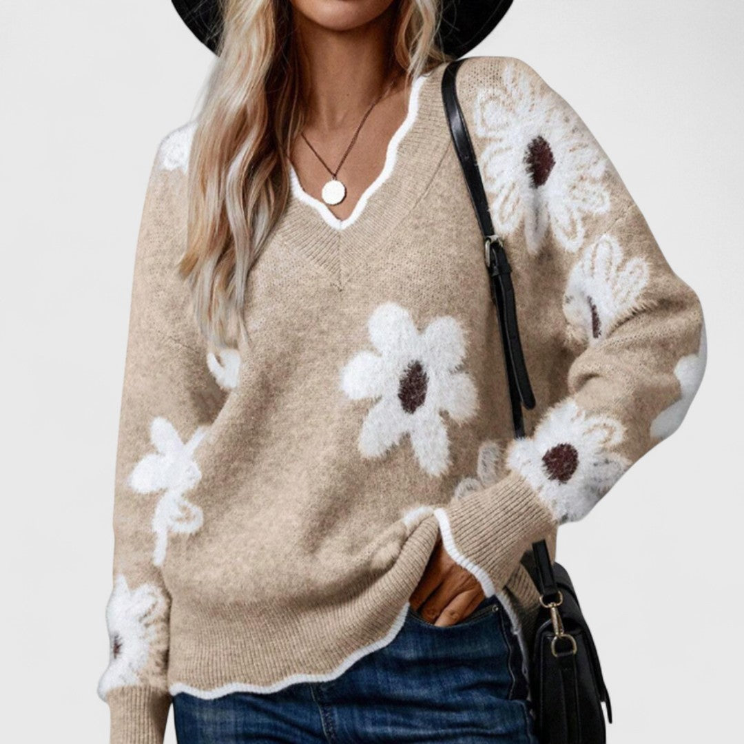 Ζηνοβία - Εκλεπτυσμένο πλεκτό με λουλουδάτο σχέδιο και θηλυκή γραμμή