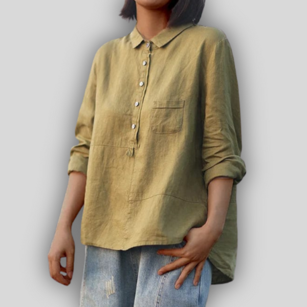 Λινή Μπλούζα Πράσινη Απλότητα