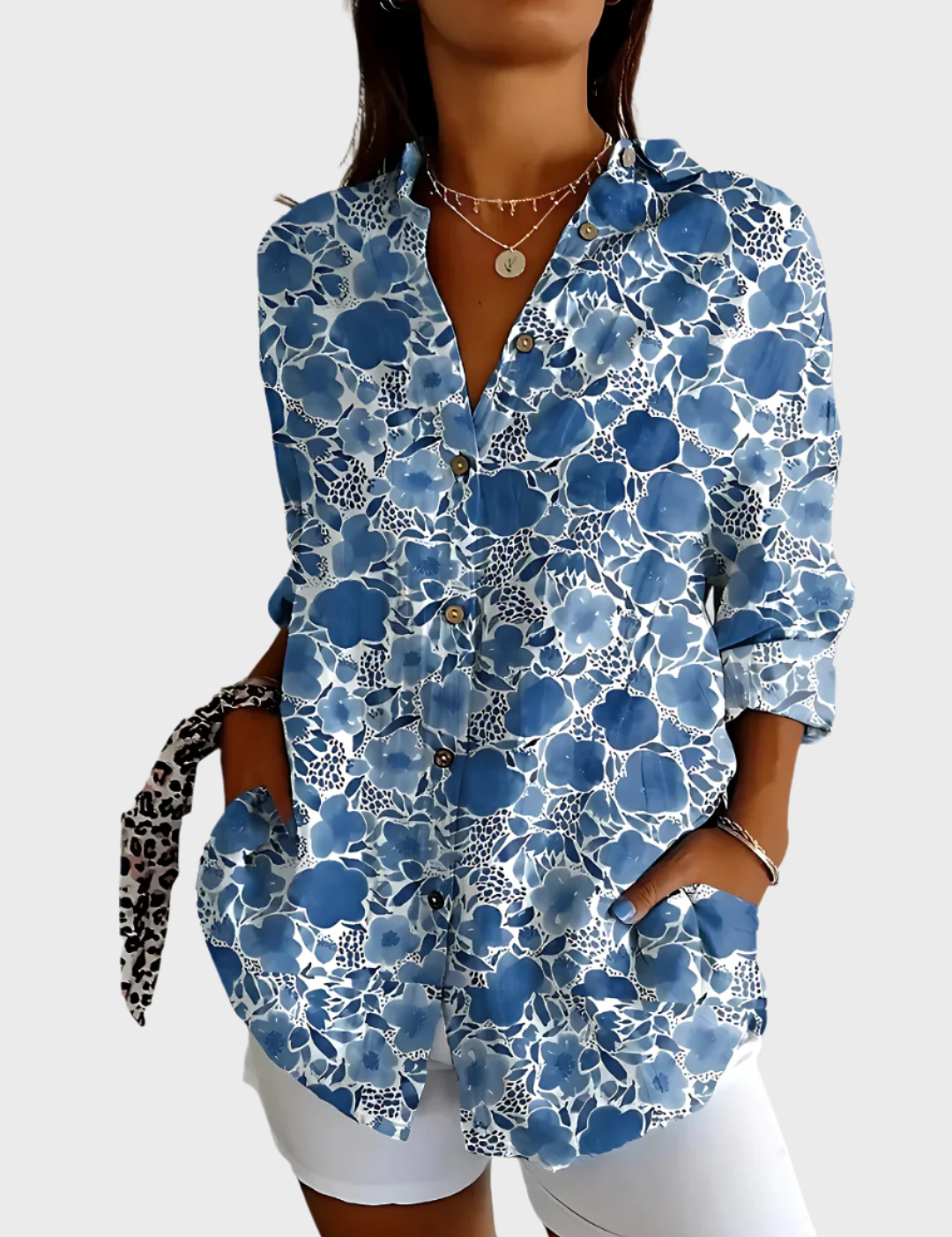 Μπλούζα Βαμβακερή με Φλοράλ Σχέδιο