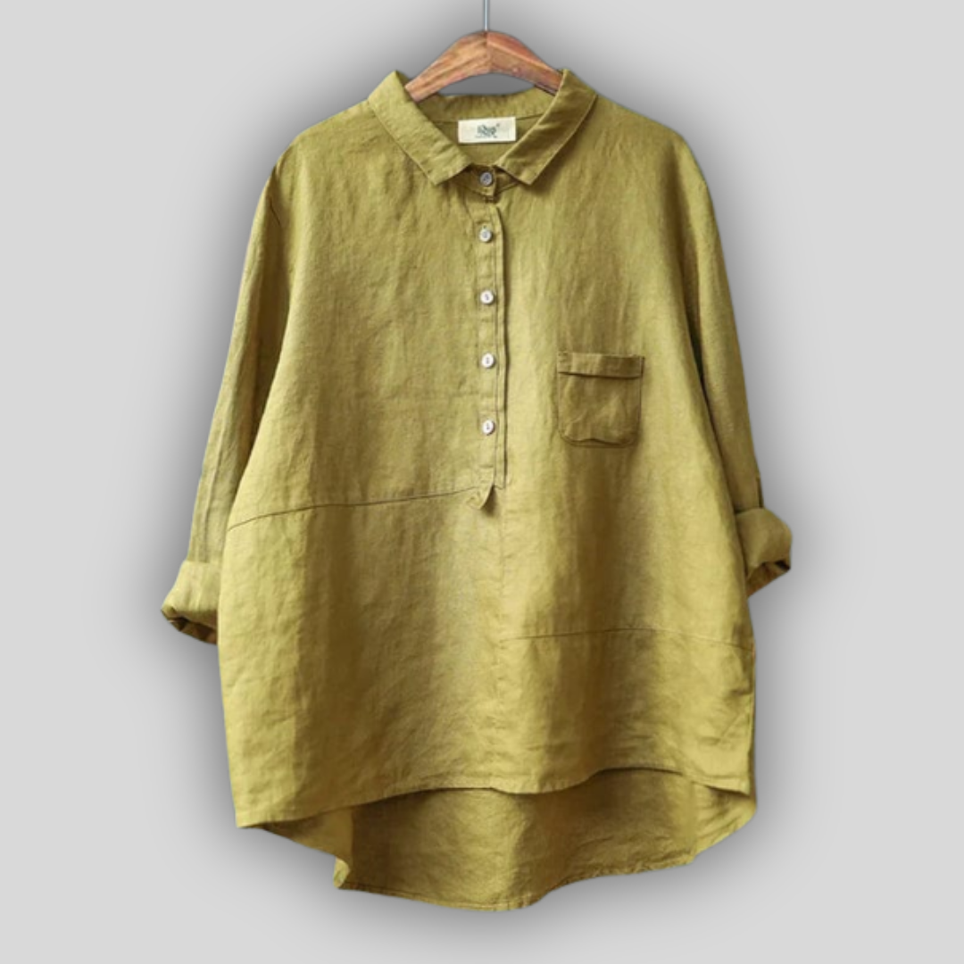 Λινή Μπλούζα Πράσινη Απλότητα