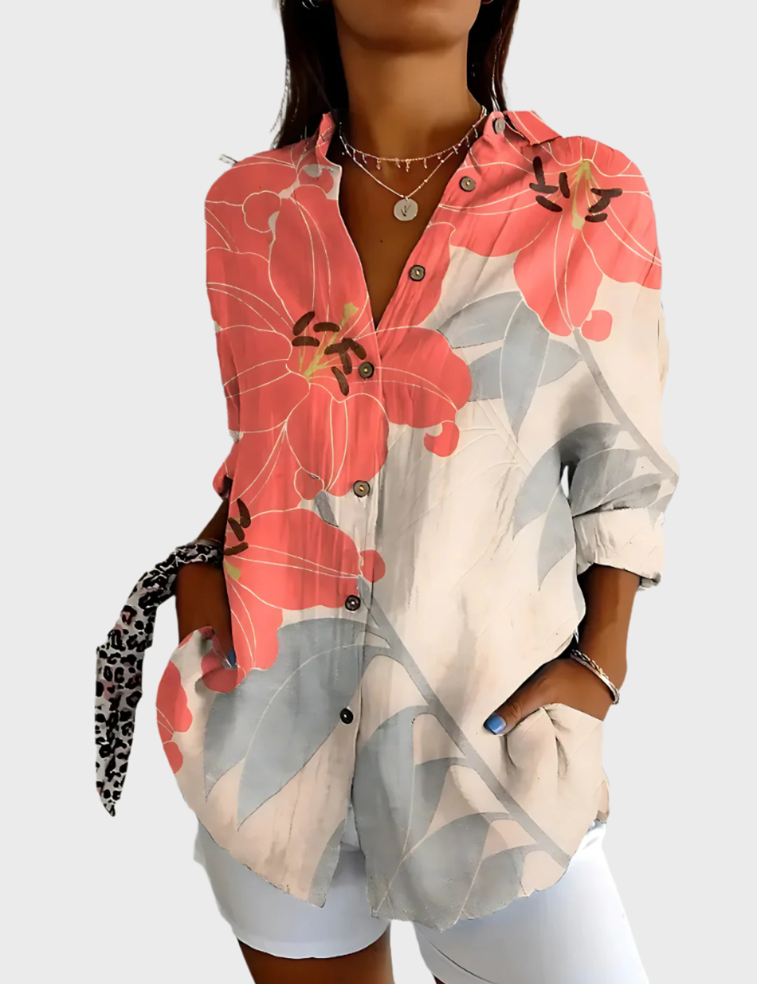 Μπλούζα Βαμβακερή με Φλοράλ Σχέδιο