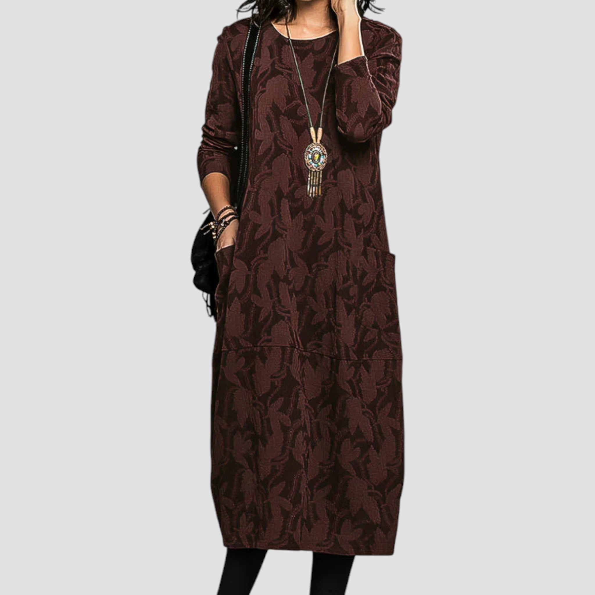 Cassie - Χαλαρό χειμερινό φόρεμα με στρογγυλό λαιμό