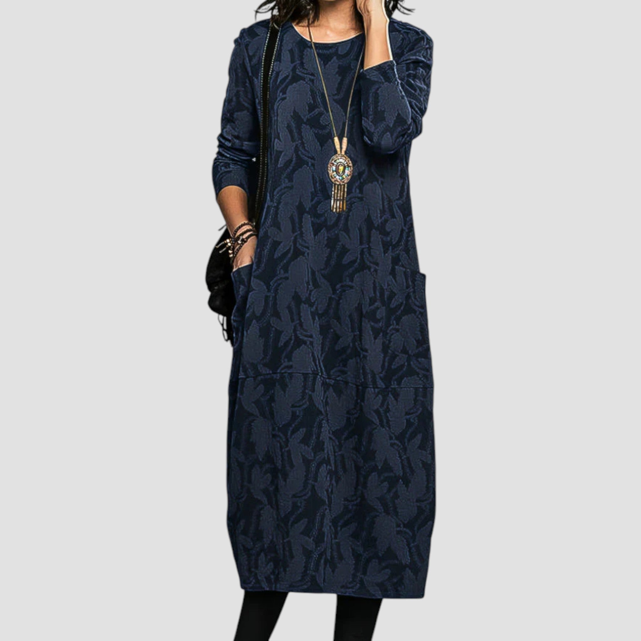 Cassie - Χαλαρό χειμερινό φόρεμα με στρογγυλό λαιμό