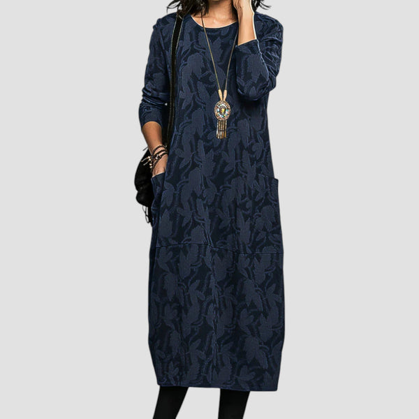 Cassie - Χαλαρό χειμερινό φόρεμα με στρογγυλό λαιμό