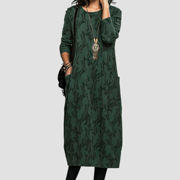 Cassie - Χαλαρό χειμερινό φόρεμα με στρογγυλό λαιμό