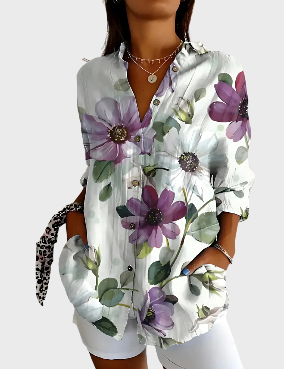 Μπλούζα Βαμβακερή με Φλοράλ Σχέδιο