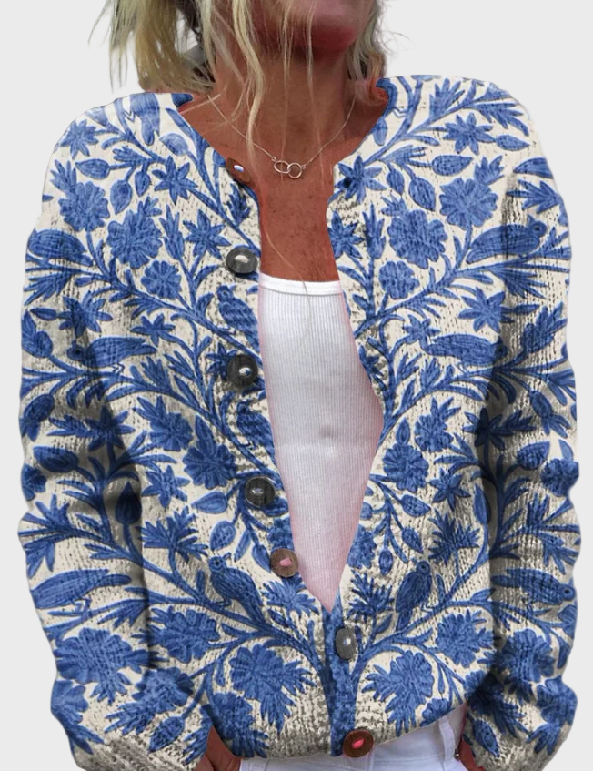 Πλεκτό Γιλέκο με Λουλουδάτο Σχέδιο