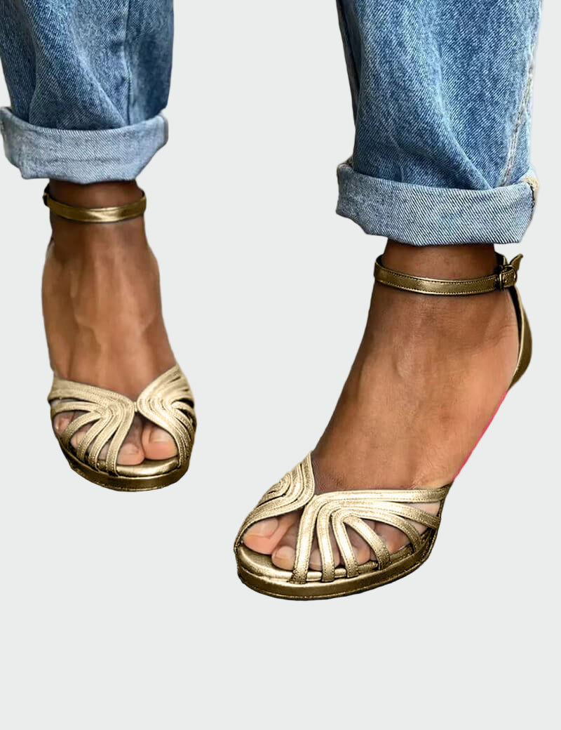 Πέδιλα με δίχρωμο τακούνι