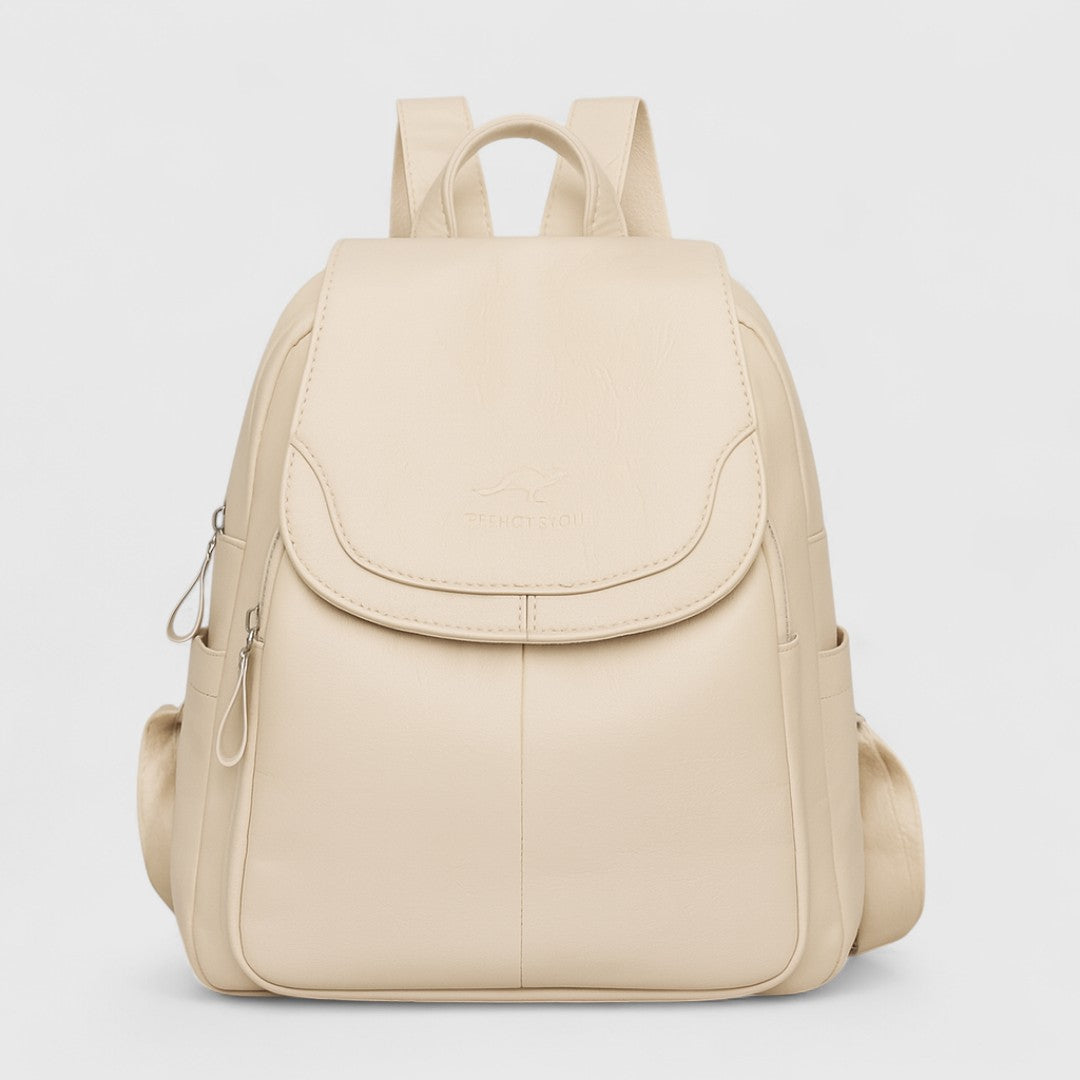 Καλλιστώ - Δερμάτινο σακίδιο πλάτης με αντικλεπτικό σχέδιο και στυλ