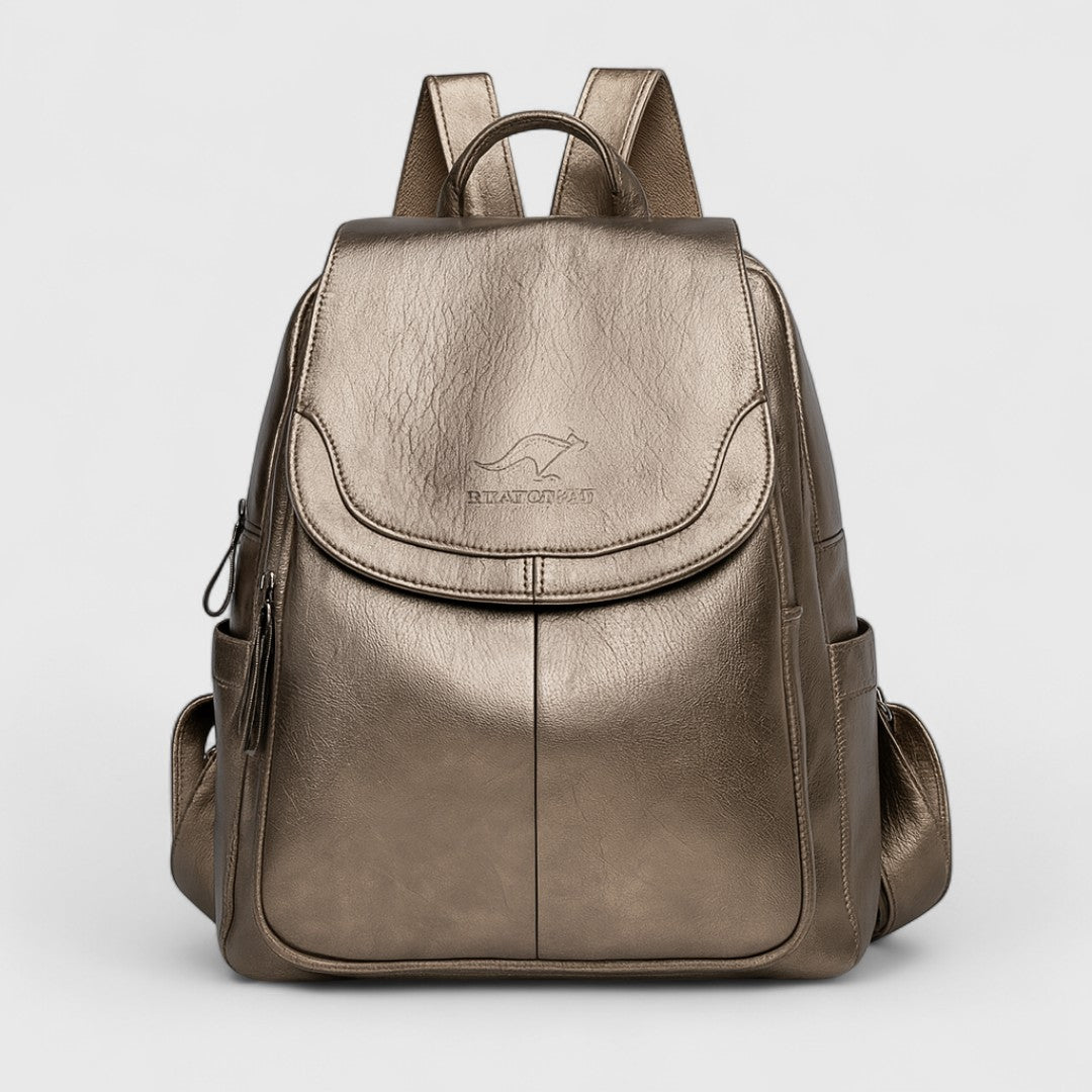 Καλλιστώ - Δερμάτινο σακίδιο πλάτης με αντικλεπτικό σχέδιο και στυλ