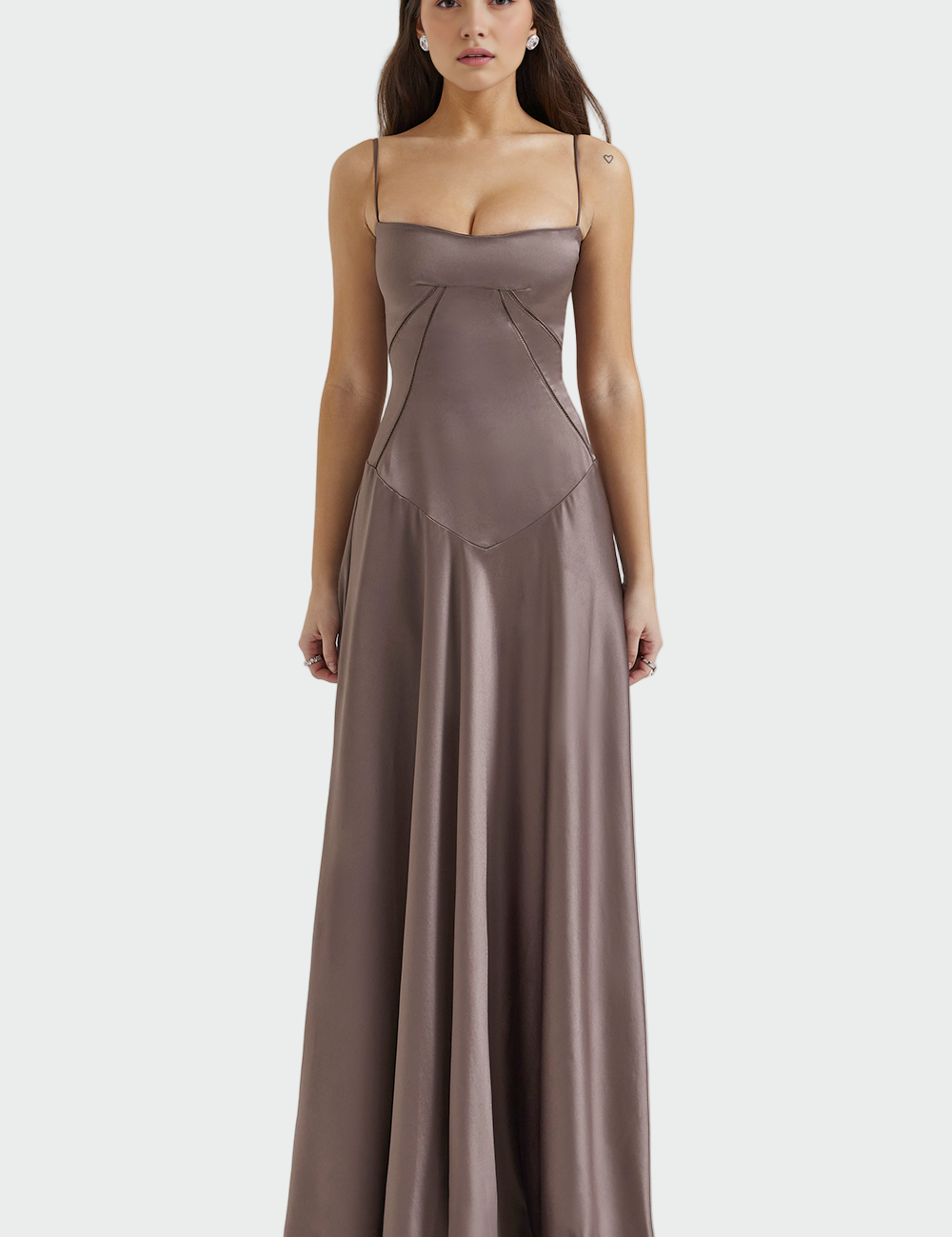 Σατέν Φόρεμα Maxi με Λεπτές Τιράντες
