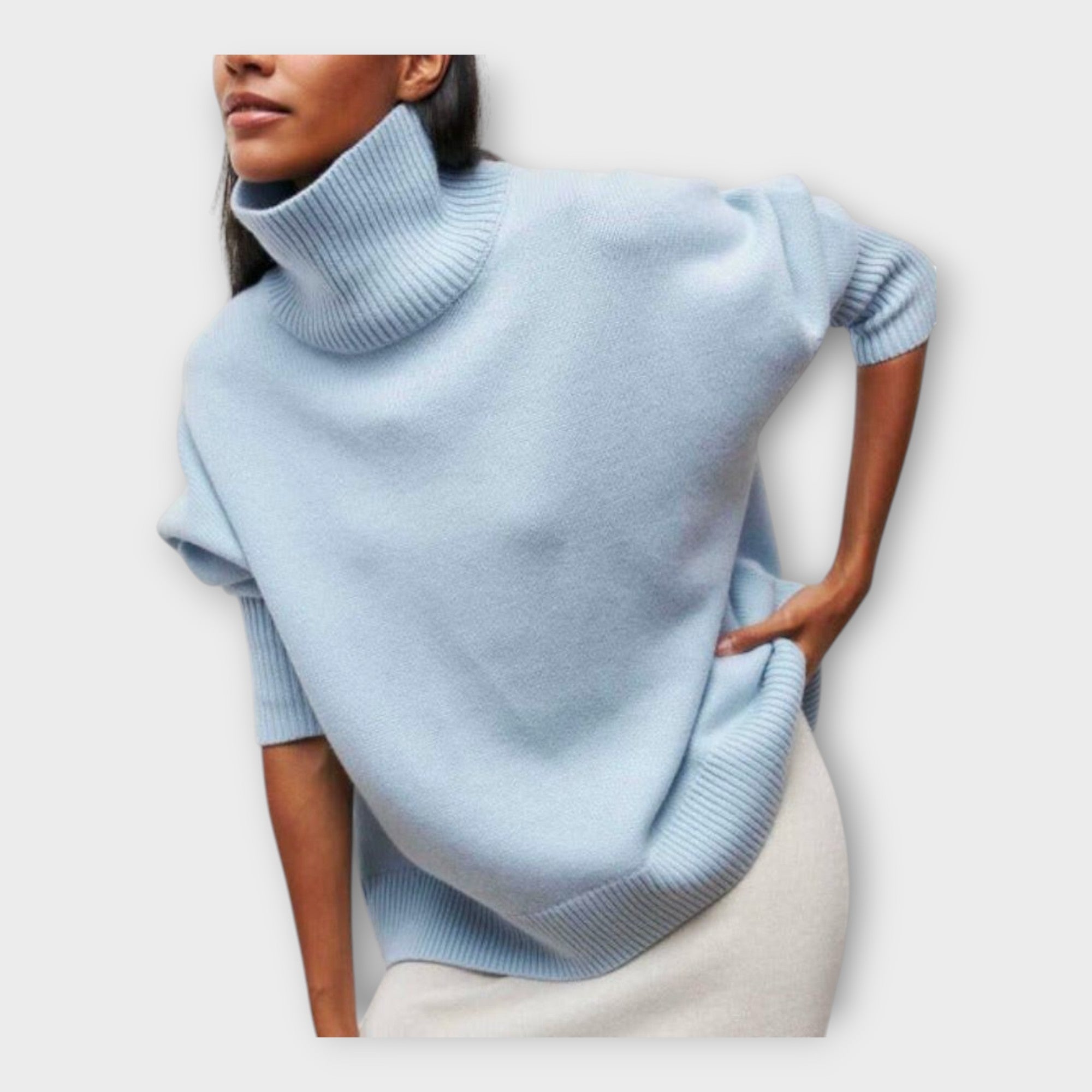 Πλεκτό Πουλόβερ με Ψηλό Γιακά