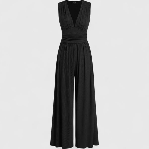 Αναστασία - Κομψή αμάνικη ολόσωμη φόρμα με φαρδύ παντελόνι