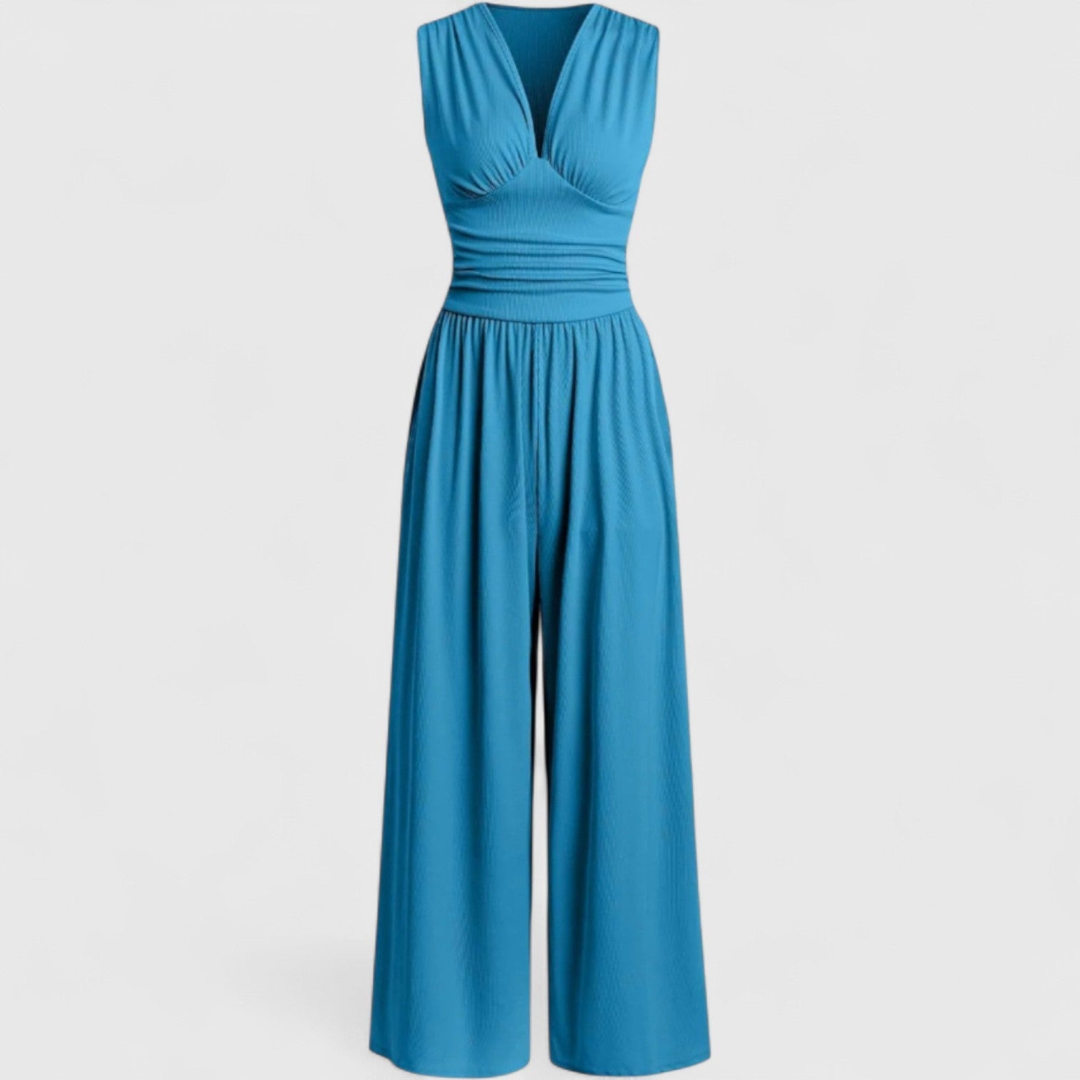 Αναστασία - Κομψή αμάνικη ολόσωμη φόρμα με φαρδύ παντελόνι