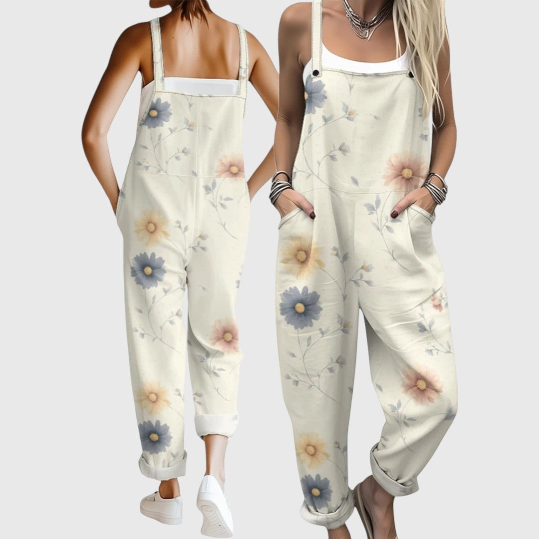 Μαρίσσα - Άνετη ολόσωμη φόρμα με τροπικό ανθοφυλλωτό μοτίβο