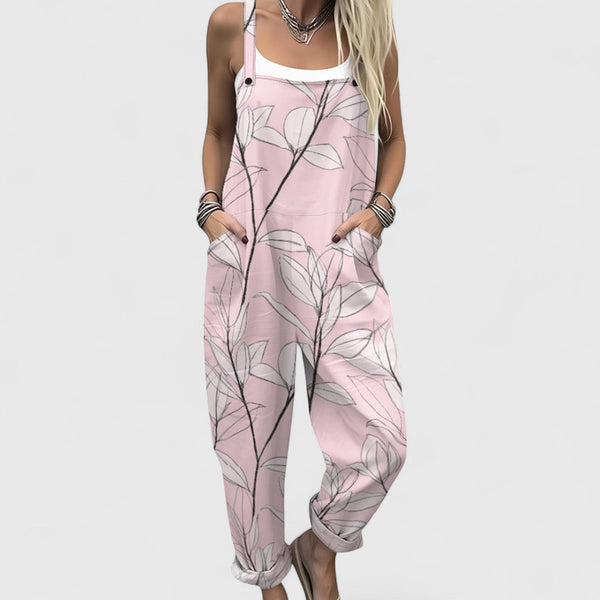 Μαρίσσα - Άνετη ολόσωμη φόρμα με τροπικό ανθοφυλλωτό μοτίβο