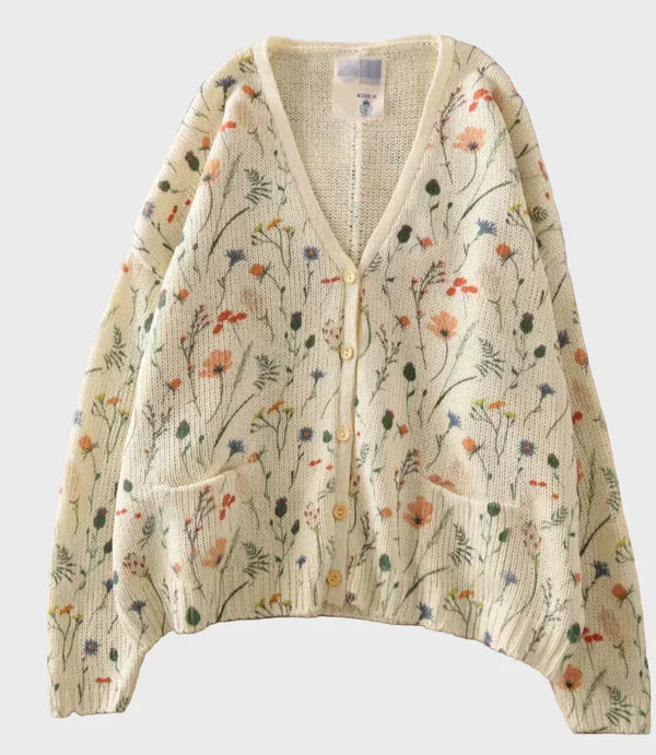 Κομψό Πλεκτό Γιλέκο με Λουλουδάτο Σχέδιο