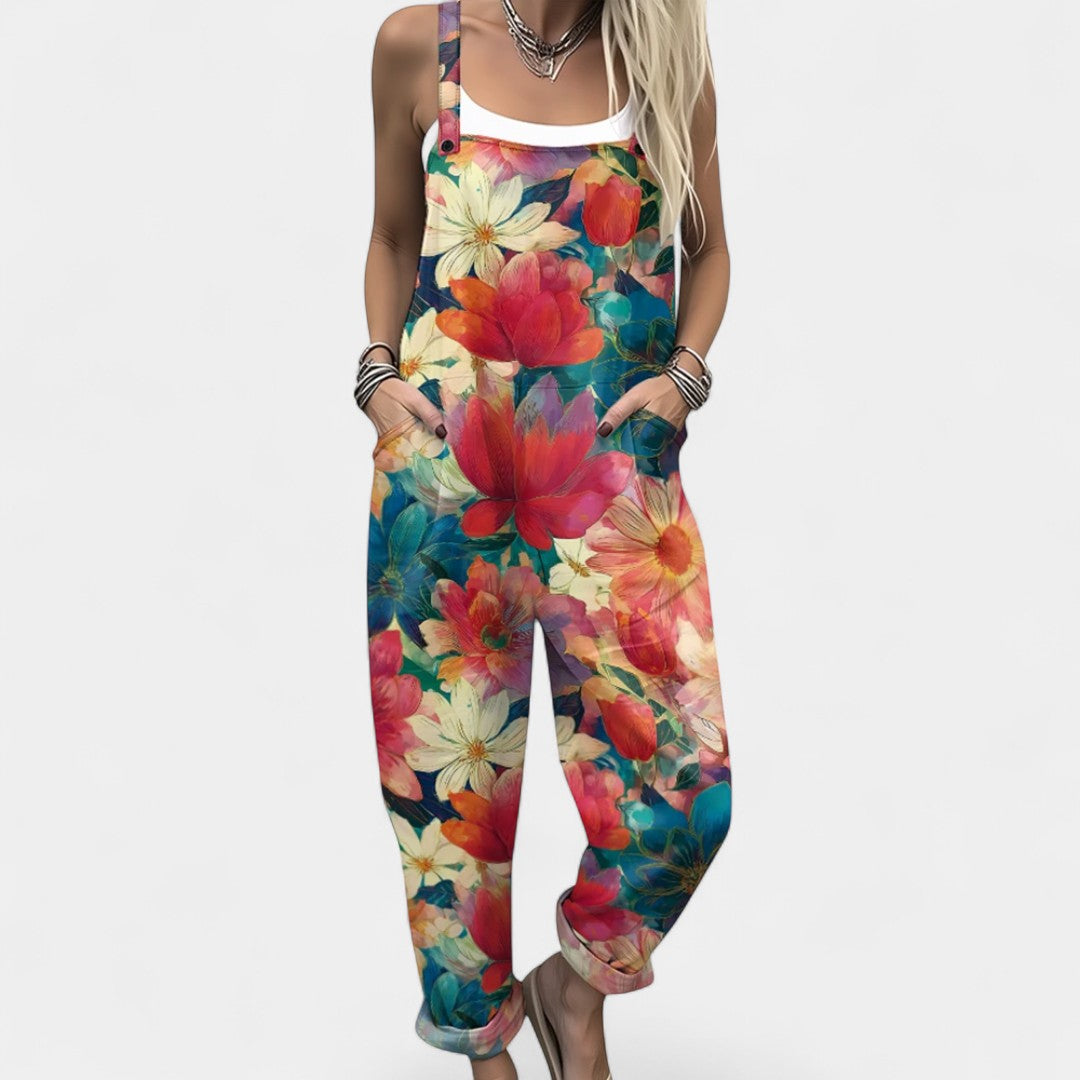 Ουρανία - λουλουδάτη σαλοπέτα με τσέπες για άνετες boho εμφανίσεις την άνοιξη και το καλοκαίρι