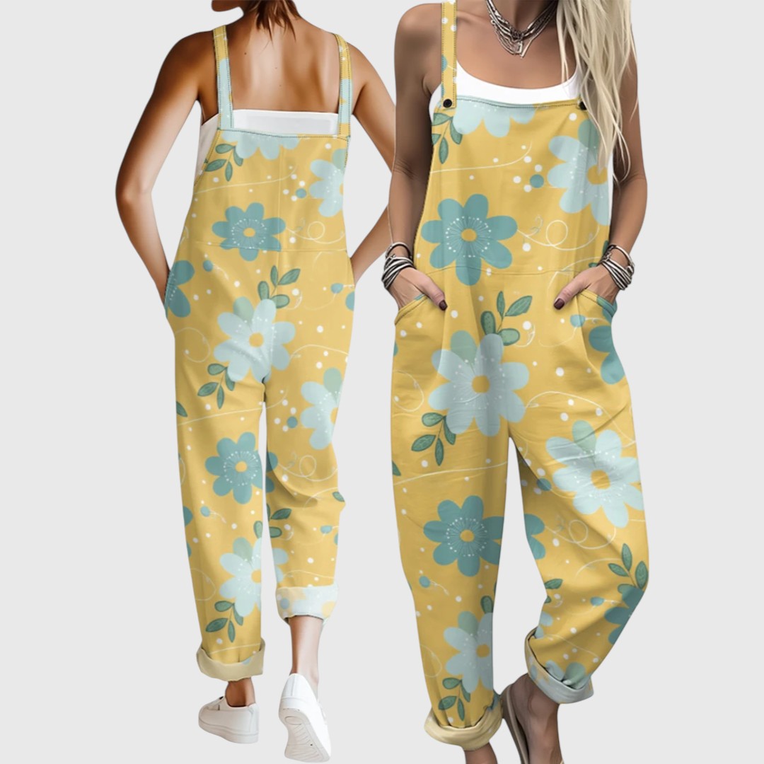 Μαρίσσα - Άνετη ολόσωμη φόρμα με τροπικό ανθοφυλλωτό μοτίβο