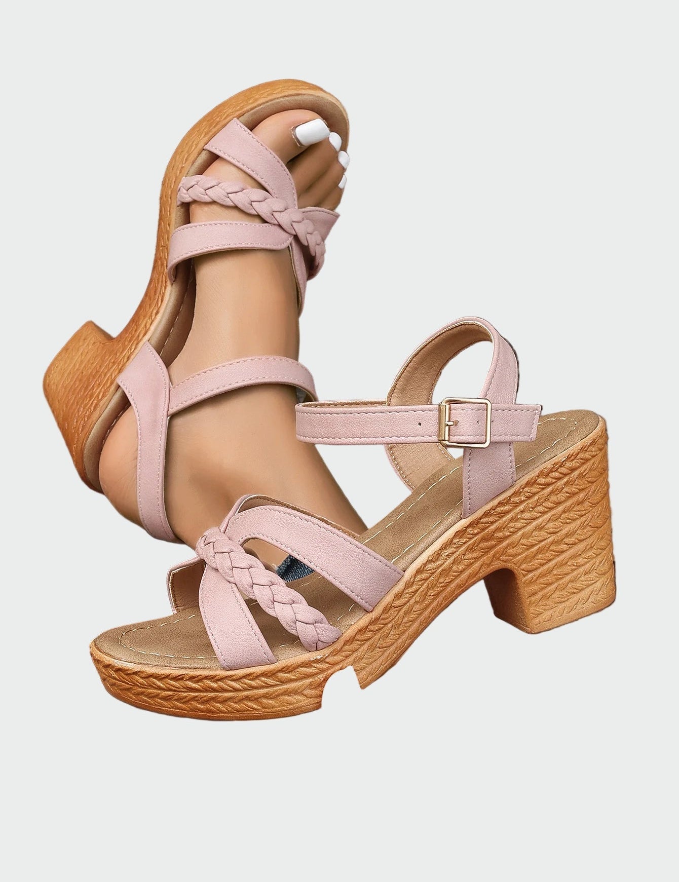 Πέδιλα με τακούνι πλεχτό