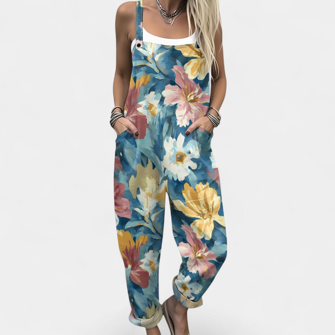 Ουρανία - λουλουδάτη σαλοπέτα με τσέπες για άνετες boho εμφανίσεις την άνοιξη και το καλοκαίρι