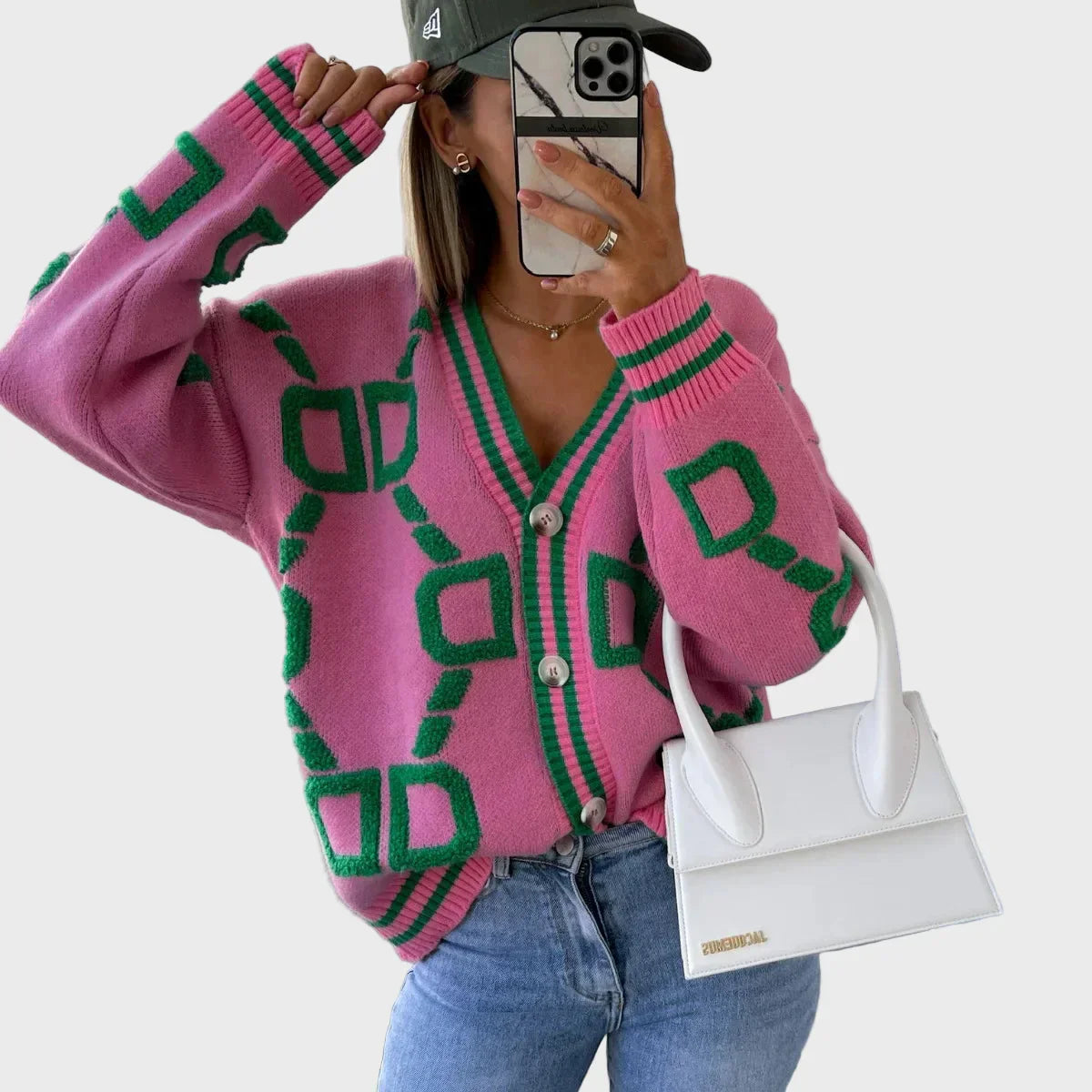 Μοντέρνο Πλεκτό Γιλέκο με Γεωμετρικό Σχέδιο