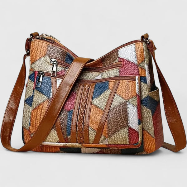 Ρέα - Δερμάτινη τσάντα με μωσαϊκό σχέδιο και εκλεπτυσμένο στυλ