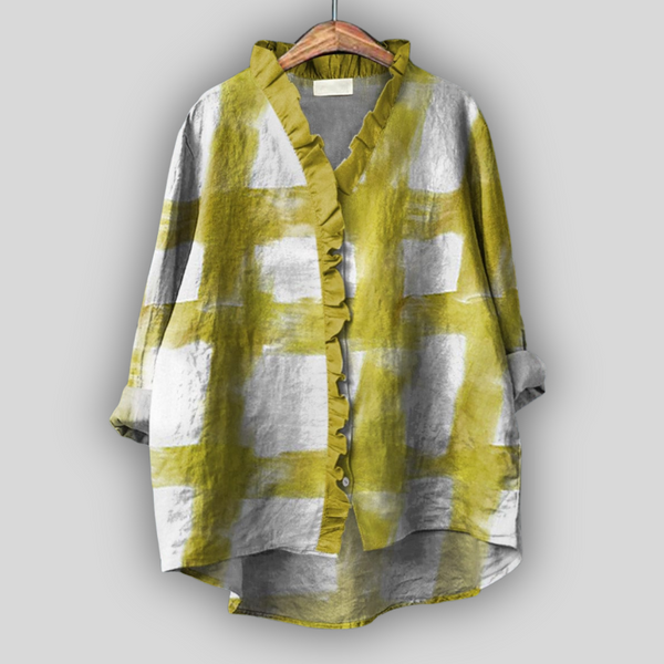 Λινή Μπλούζα με Βολάν