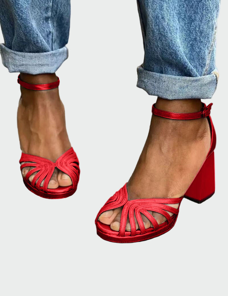 Πέδιλα με δίχρωμο τακούνι