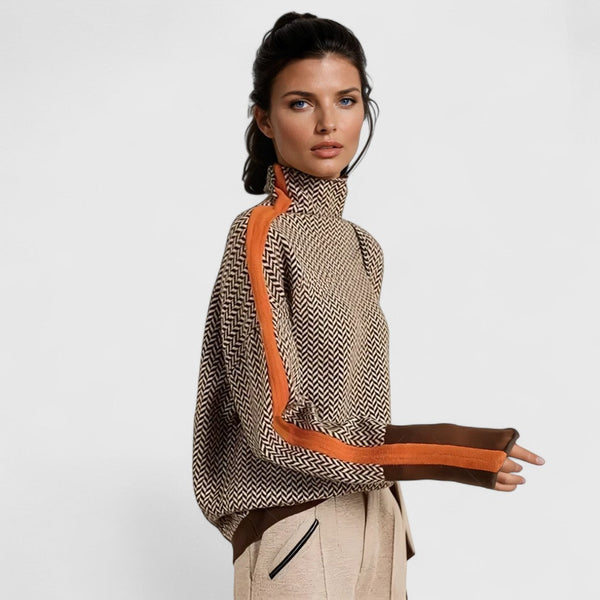 Διονυσούλα - Πουλόβερ με εντυπωσιακές αντιθέσεις και απαλή υφή