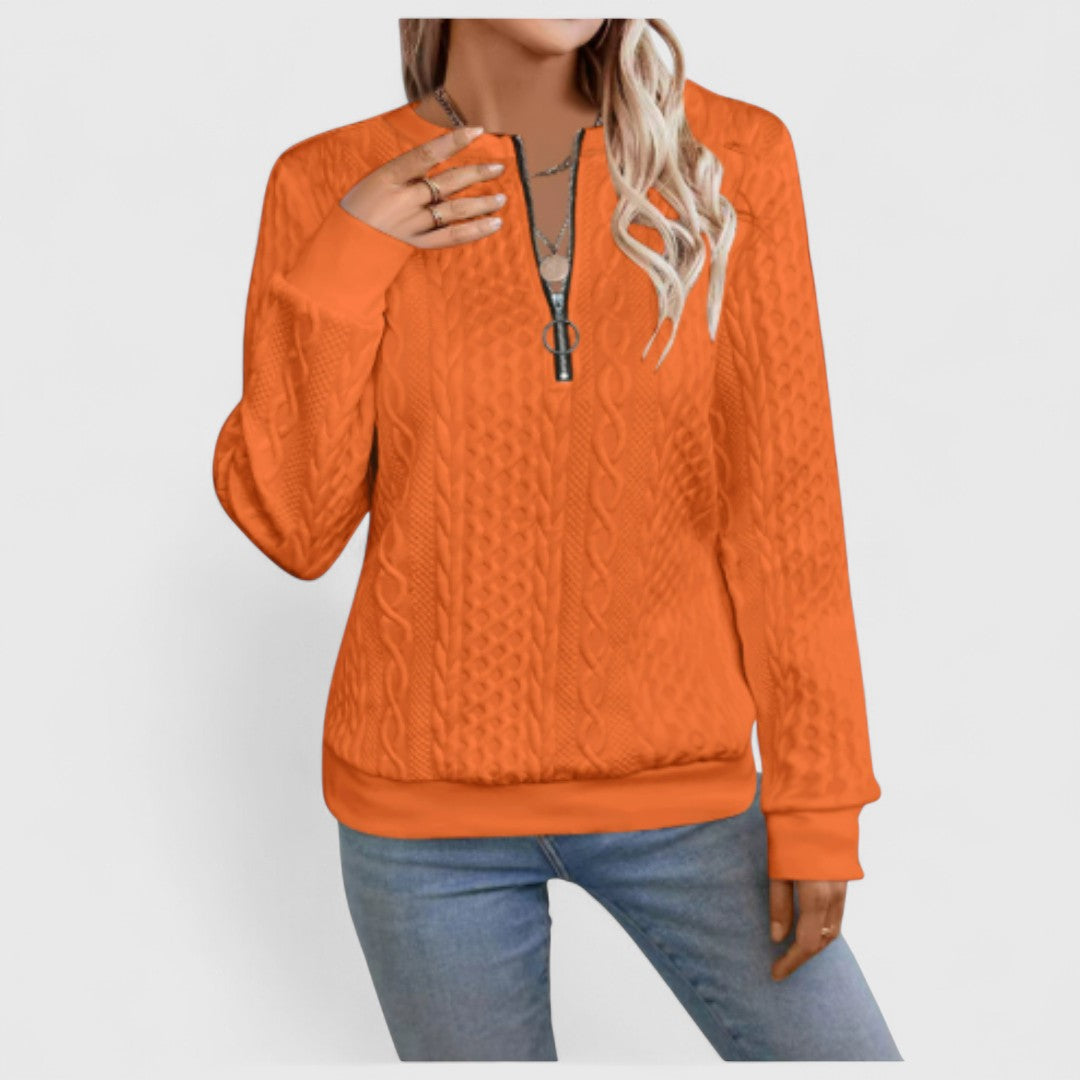 Παγώνα - Γυναικεία ζακέτα με φερμουάρ και πλέξη καλωδίου για κομψή άνεση