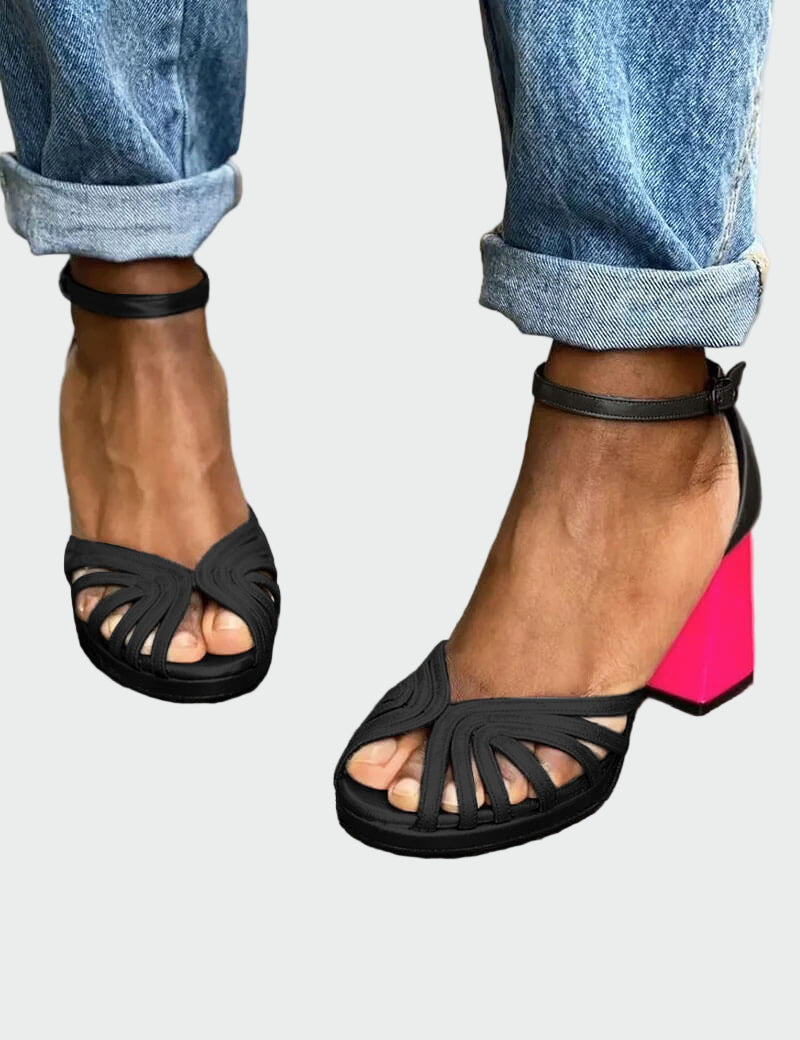 Πέδιλα με δίχρωμο τακούνι