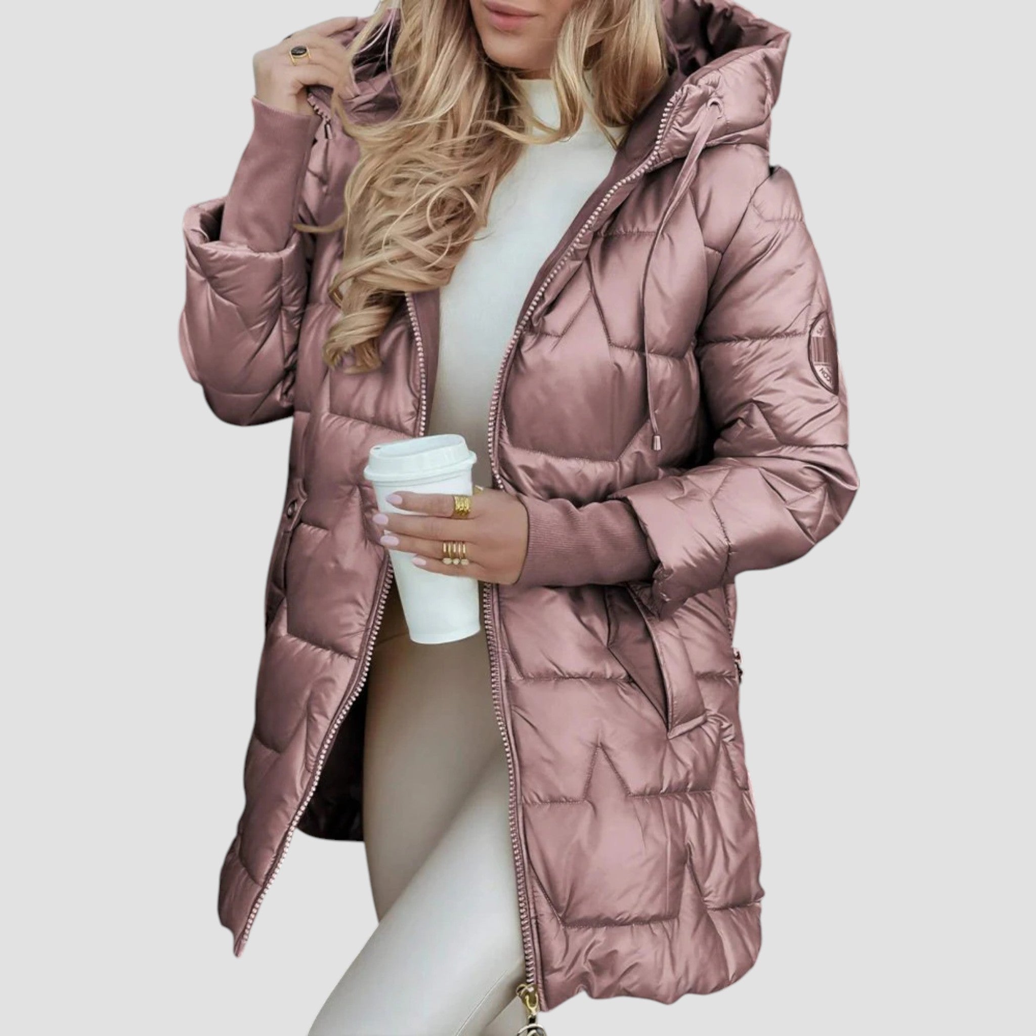 Lina - Μακρύ, ζεστό καπιτονέ μπουφάν με ευρύχωρη κουκούλα