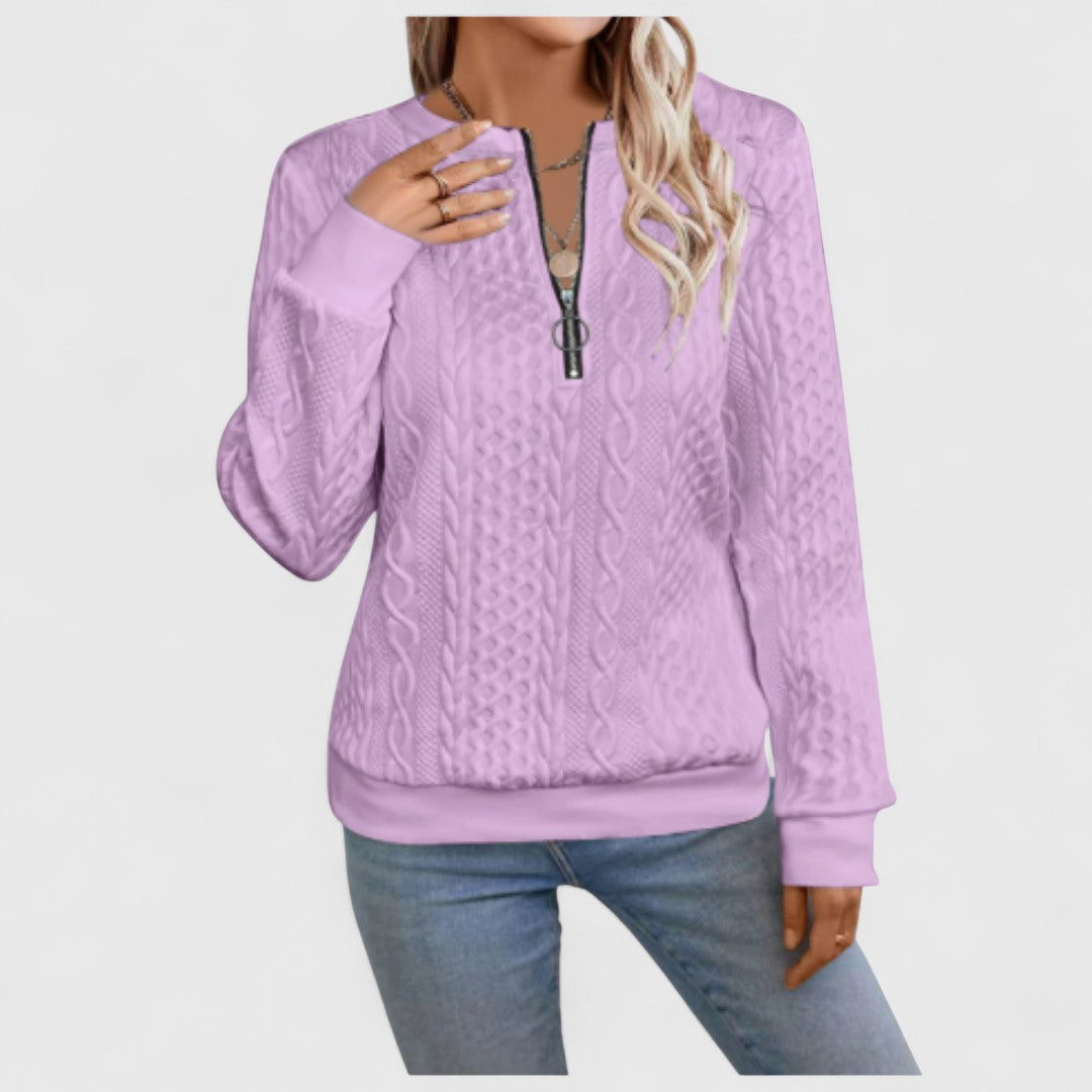 Παγώνα - Γυναικεία ζακέτα με φερμουάρ και πλέξη καλωδίου για κομψή άνεση