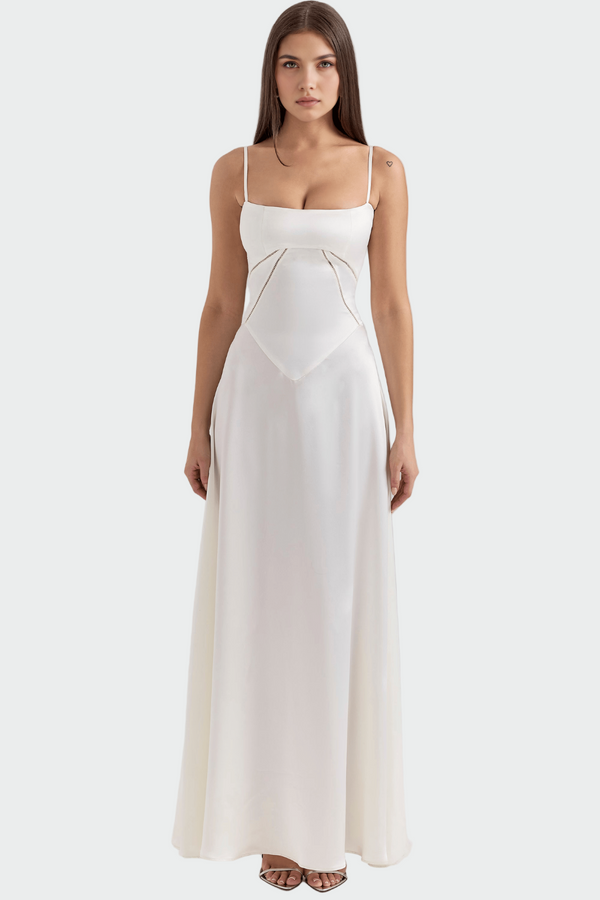 Σατέν Φόρεμα Maxi με Λεπτές Τιράντες