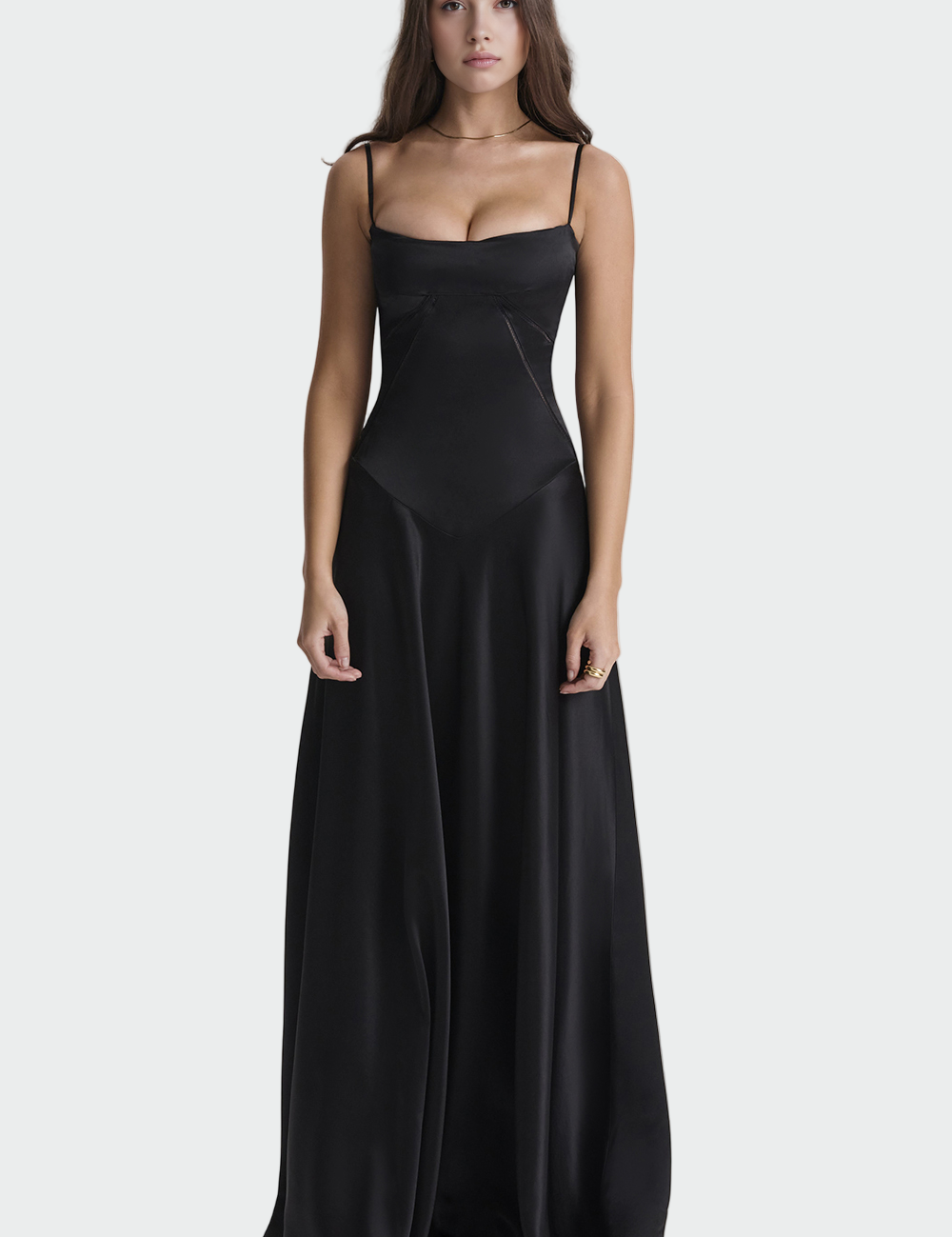 Σατέν Φόρεμα Maxi με Λεπτές Τιράντες