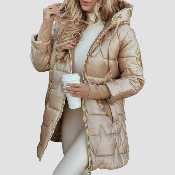 Lina - Μακρύ, ζεστό καπιτονέ μπουφάν με ευρύχωρη κουκούλα