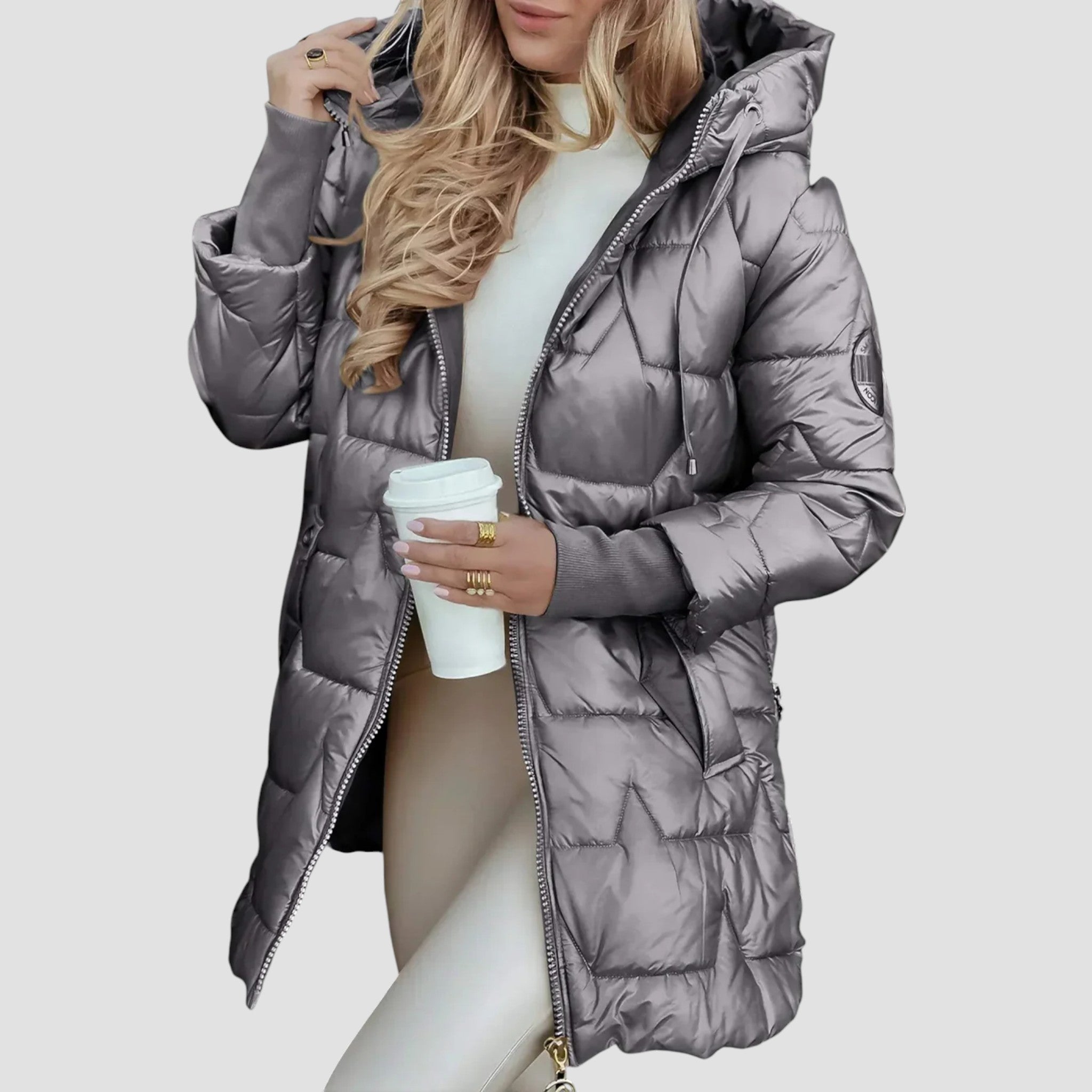 Lina - Μακρύ, ζεστό καπιτονέ μπουφάν με ευρύχωρη κουκούλα