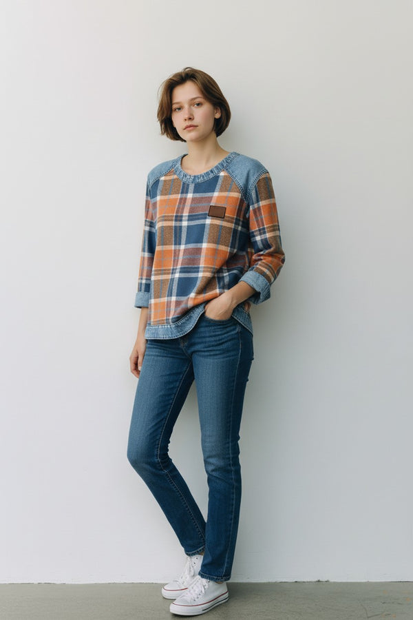 Vintage - μπλούζα με καρό μοτίβο.